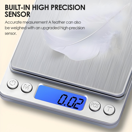 Digital Food Scale - 500g Capacity, 0.01g Accuracy, Clear LCD Display & Six Selectable Unit Food Scale Measures