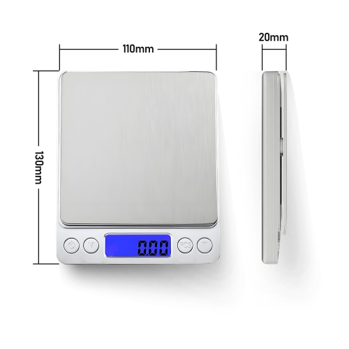 Digital Food Scale - 500g Capacity, 0.01g Accuracy, Clear LCD Display & Six Selectable Unit Food Scale Measures