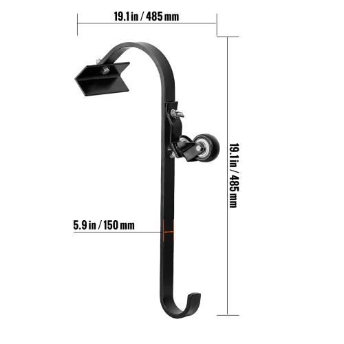 VEVOR Ladder Roof Hook, 2 Pack with Fixed Wheel & Swivel Bar, Wheel Heavy Duty Steel Ladder Stabilizer, Roof Ridge Extension, 600 lbs Weight Rating,