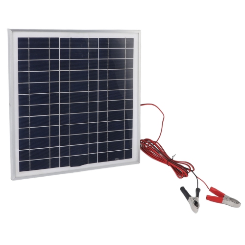 Image 1 of 7.. 50W Portable Solar Panel Aluminum Frame Monocrystalline Silicon Solar Panel with 9.8FT Cable DC 18V Red and Black Battery Clips for RV Camping Hiking