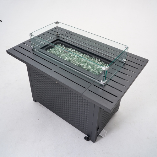 50 000 BTU rectangulaire d'extérieur avec foyer au gaz propane de Deko Living, propane et remplisseur pour roches de lave