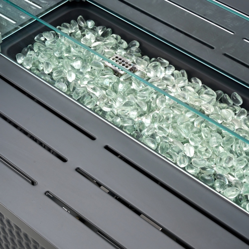 50 000 BTU rectangulaire d'extérieur avec foyer au gaz propane de Deko Living, propane et remplisseur pour roches de lave