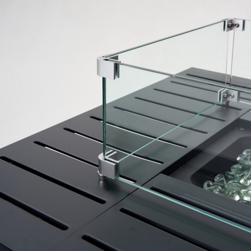 50 000 BTU rectangulaire d'extérieur avec foyer au gaz propane de Deko Living, propane et remplisseur pour roches de lave