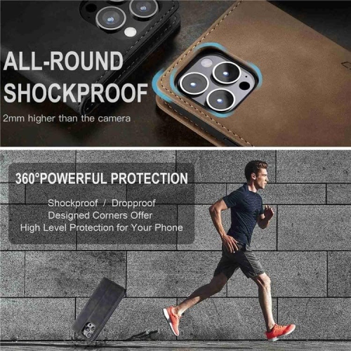 BIG DEAL - CaseMe Wallet Case Anti-Fall Retro Handmade Leather Magnetic Flip case Card Slot for iPhone 13 PRO
