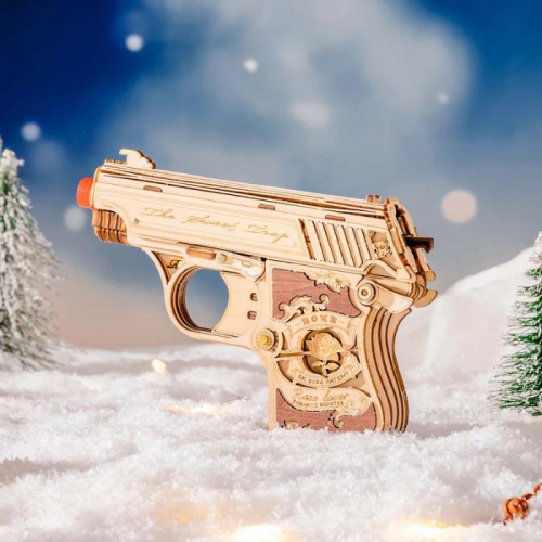 Robotime 115-Pieces 3D Wooden Puzzle Mini Gun Toy Wooden