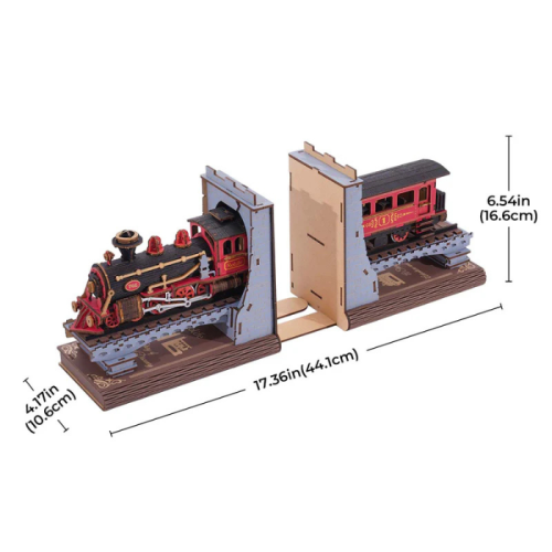Robotime 313-Pieces 3D Wooden Puzzle DIY Century Train Book Nook