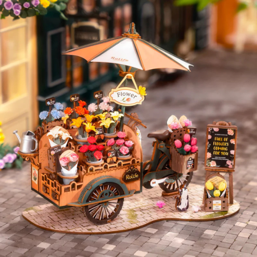 Robotime 187-Pieces 3D Wooden Puzzle DIY Blossom Cart