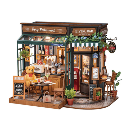 Robotime 297-Pieces 3D Wooden Puzzle DIY Tipsy Restaurant