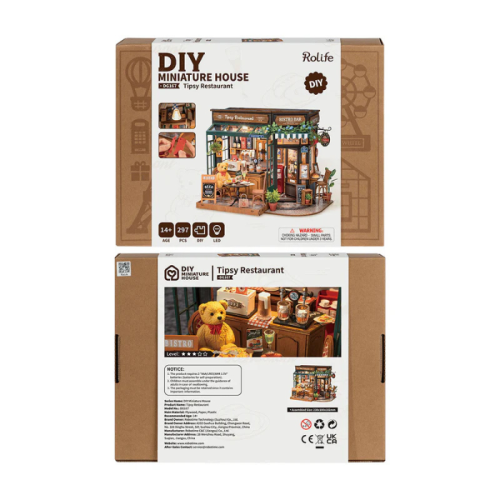 Robotime 297-Pieces 3D Wooden Puzzle DIY Tipsy Restaurant