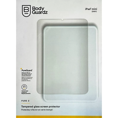 BodyGuardz Pure 2 Antimicrobial Tempered Glass Screen Protector - iPad mini