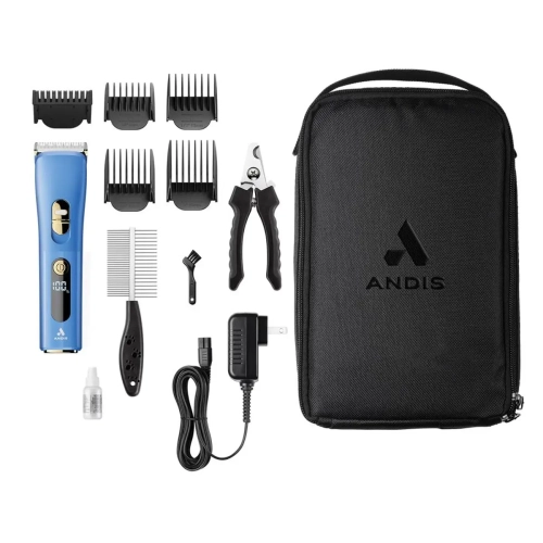 Andis enVISION 12-Piece Corded / Cordless Clipper Pet Grooming Kit - Blue #561134