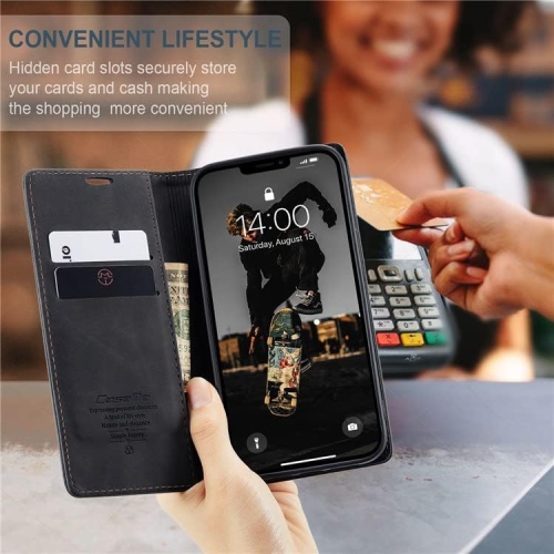 BIG DEAL - CaseMe Wallet Case Anti-Fall Retro Handmade Leather Magnetic Flip case Card Slot for iPhone 15 PRO