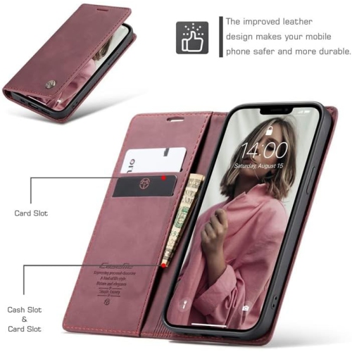 BIG DEAL - CaseMe Wallet Case Anti-Fall Retro Handmade Leather Magnetic Flip case Card Slot for iPhone 15 PLUS