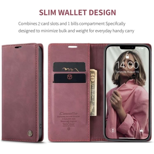 BIG DEAL - CaseMe Wallet Case Anti-Fall Retro Handmade Leather Magnetic Flip case Card Slot for iPhone 15 PLUS