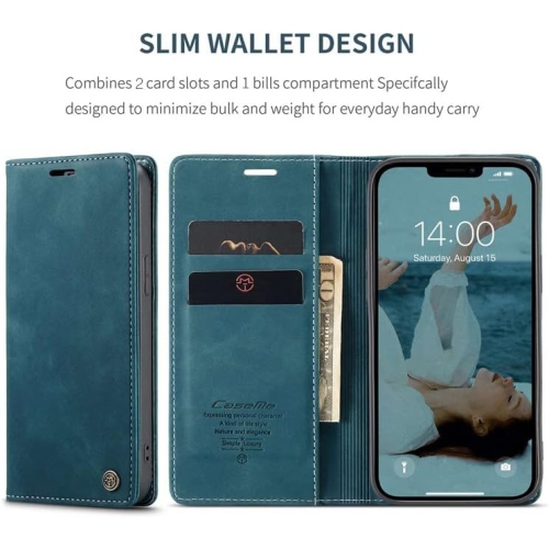 SUPER AFFAIRE - Étui portefeuille anti-chute rétro en cuir fait à la main de CaseMe Porte-carte pour iPhone 15 Plus