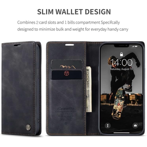 BIG DEAL - CaseMe Wallet Case Anti-Fall Retro Handmade Leather Magnetic Flip case Card Slot for iPhone 15 PLUS