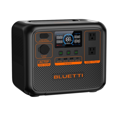 Station d'alimentation portative BLUETTI Premium AC70P et panneau solaire 200 L | Cellules de batterie LiFePO4 de 864 Wh