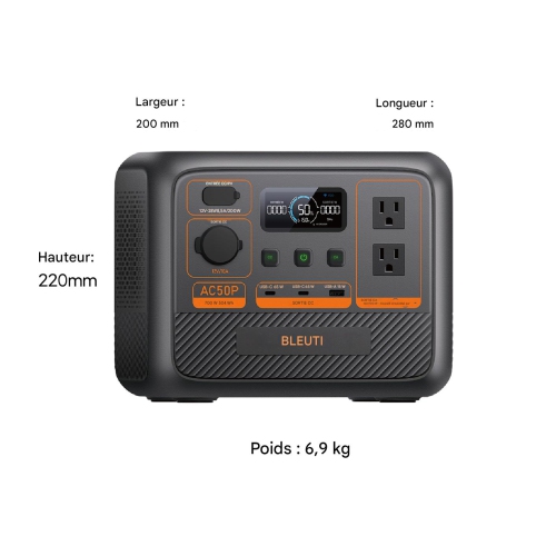 Station d'alimentation portative BLUETTI Premium AC50P et panneau solaire 200 L | Cellules de batterie LiFePO4 de 504 Wh