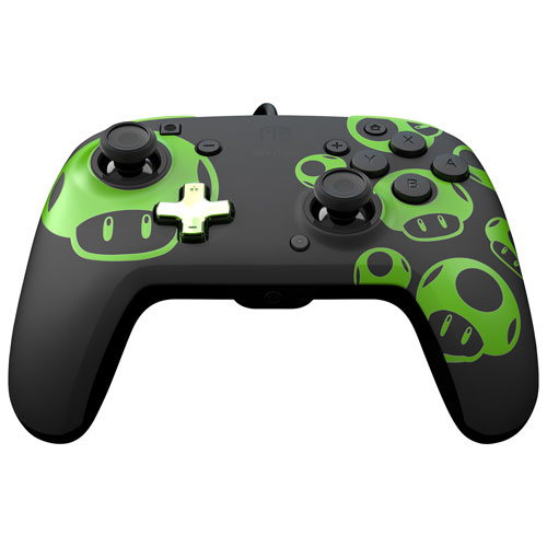 Manette avec fil REMATCH Glow de PDP pour Switch - Champignon 1 Up