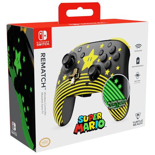 Manette sans fil phosphorescente Rematch de Turtle Beach pour Switch - Super Mario Star