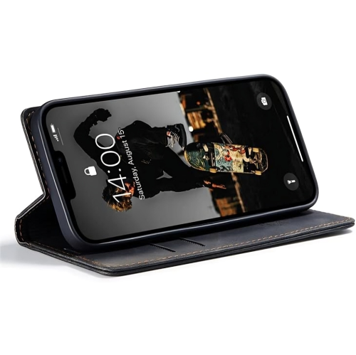 SUPER AFFAIRE - Étui portefeuille antichute rétro en cuir fait à la main de CaseMe Étui portefeuille avec fente pour carte pour iPhone 13 PRO MAX