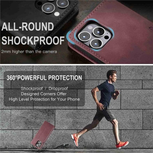BIG DEAL - CaseMe Wallet Case Anti-Fall Retro Handmade Leather Magnetic Flip case Card Slot for iPhone 15
