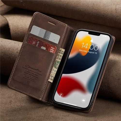 BIG DEAL - CaseMe Wallet Case Anti-Fall Retro Handmade Leather Magnetic Flip case Card Slot for iPhone 15