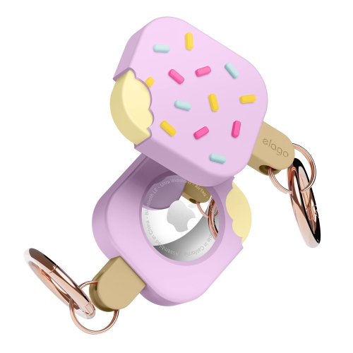 Image 1 de 7.. elago Ice Cream Case Compatible with Apple AirTag Keychain -Drop Protection, Carabiner Key Ring Tracking Device Not Included (Lavender)