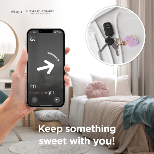 elago Ice Cream Case Compatible with Apple AirTag Keychain -Drop Protection, Carabiner Key Ring Tracking Device Not Included (Lavender)