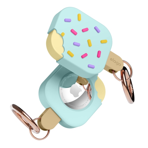 Image 1 de 7.. elago Ice Cream Case Compatible with Apple AirTag Keychain -Drop Protection, Carabiner Key Ring Tracking Device Not Included (Mint)