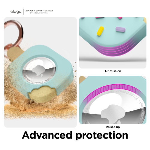 elago Ice Cream Case Compatible with Apple AirTag Keychain -Drop Protection, Carabiner Key Ring Tracking Device Not Included (Mint)