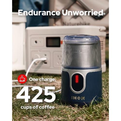 Cordless Coffee Grinder, Electric Bean Spice Grinder with 304 Stainless Steel Blade, 85 Grinds Per Charge for Home, Kitchen