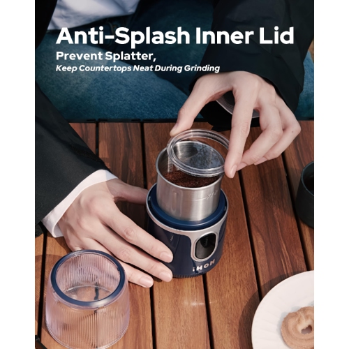 Cordless Coffee Grinder, Electric Bean Spice Grinder with 304 Stainless Steel Blade, 85 Grinds Per Charge for Home, Kitchen