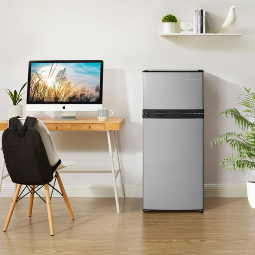 Insignia 4.5 Cu. Ft. Freestanding Top Mount Compact Fridge - Stainless Steel Look