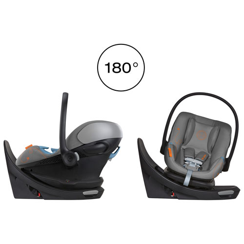 Siège d'auto pour bébé orienté vers l'arrière Aton G Swivel de Cybex avec SensorSafe - Gris lave