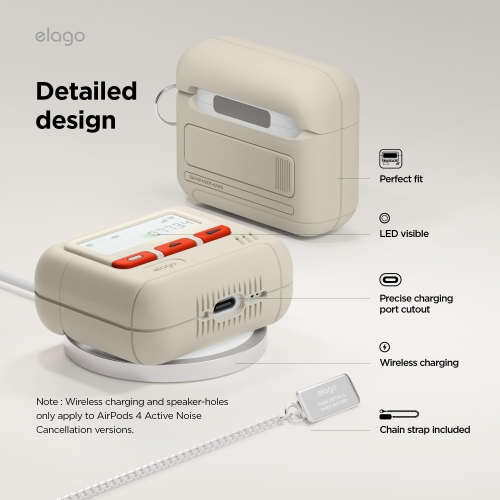 elago Pager Case Compatible with AirPods 4 Case Cover, AirPods 4th Generation Case, Lanyard Included, Shock Resistant, Full Protection, for Men, for