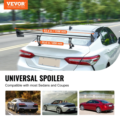 VEVOR 53.1 inch GT Wing Car Spoiler, Universal Spoiler with Double Deck, Adjustable Lightweight Aluminum, Car Rear Spoiler Wing, Racing Spoiler