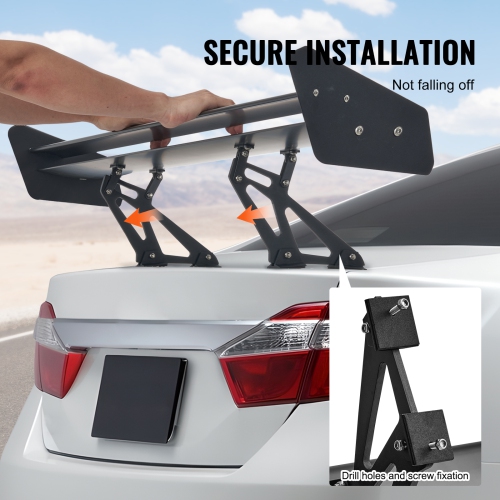 VEVOR 53.1 inch GT Wing Car Spoiler, Universal Spoiler with Double Deck, Adjustable Lightweight Aluminum, Car Rear Spoiler Wing, Racing Spoiler