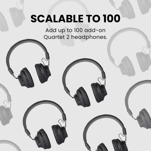 Avantree Quartet 2 - Bluetooth-Compatible Wireless Group Listening Headphones & Transmitter Set for Parties, Silent Discos, Church, TV