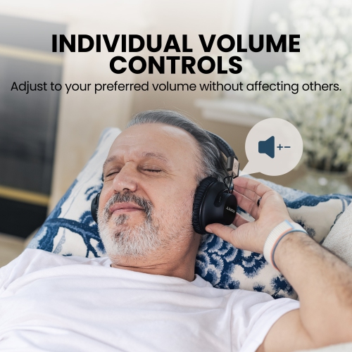 Avantree Quartet 2 - Bluetooth-Compatible Wireless Group Listening Headphones & Transmitter Set for Parties, Silent Discos, Church, TV