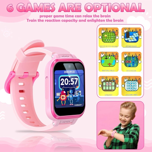 Montre intelligente pour enfants Toy Watch pour filles, écran tactile HD deux caméras Music Player Games Flashlight Calculator