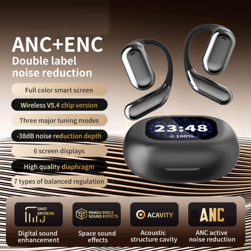 Écran tactile LCD Open Casque d'écoute Bluetooth à conduction osseuse Écouteurs boutons intelligents sans fil Bluetooth