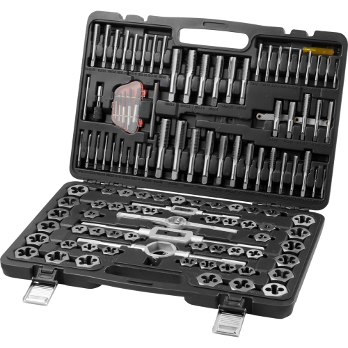 VEVOR 116-Piece Tap and Die Set, Include Metric and SAE Size, Bearing Steel Taps and Dies, Essential Threading Tool for Cutting External Internal