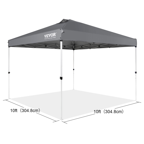 VEVOR 10 x 10 ft,Pop Up Canopy Tent, 250 D PU Silver Coated Tarp, with Portable Roller Bag and 4 Sandbags, Waterproof and Sun Shelter Gazebo for