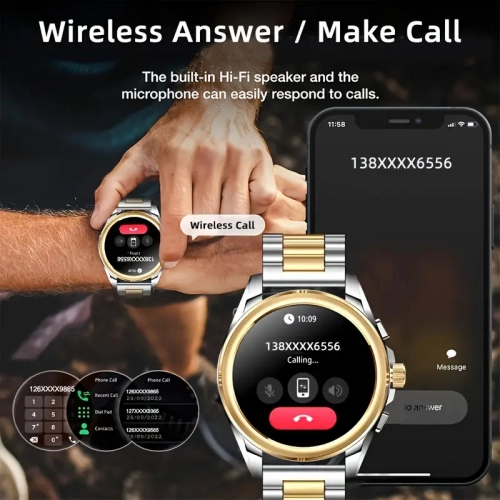 Men's watch with wireless calling, answer/reject calls, 100+ sports modes, smartwatch for men, gifts for men