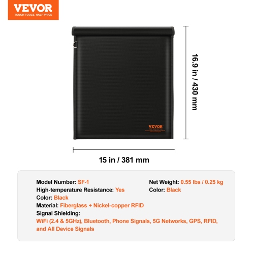Sac Faraday VEVOR, pochette Faraday pour ordinateur portatif, support de signal Faraday ignifuge et étanche pour clés de voiture, téléphones et