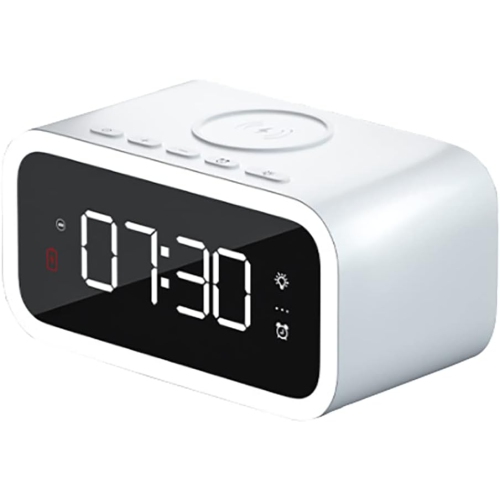 Réveille-matin numérique avec recharge sans fil 15 W, horloge numérique multifonction avec heure, date, affichage de la température, source de