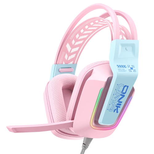 GREEN SCENIC  X13 RGB Wired Gaming Headset | USB + 3.5 Female | RGB Lighting | 50MM Drivers | Built-In Control Mic In Pink
