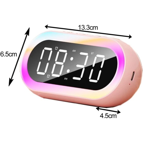 Modern digital alarm clock with RGB night light RGB mood light stereo surround sound colorful HD speakers