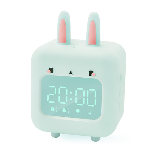 GREEN SCENIC  Children's Alarm Clock, Digital Night Light Voice-Controlled Ringtones Noise Customizable Ringtones Cute Rabbit Alarm Clock \w USB For